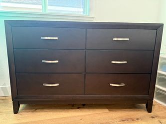 Dark Brown 6-Drawer Wood Dresser