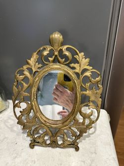 Vintage Victorian Heavy 10” Tabletop Easel Mirror