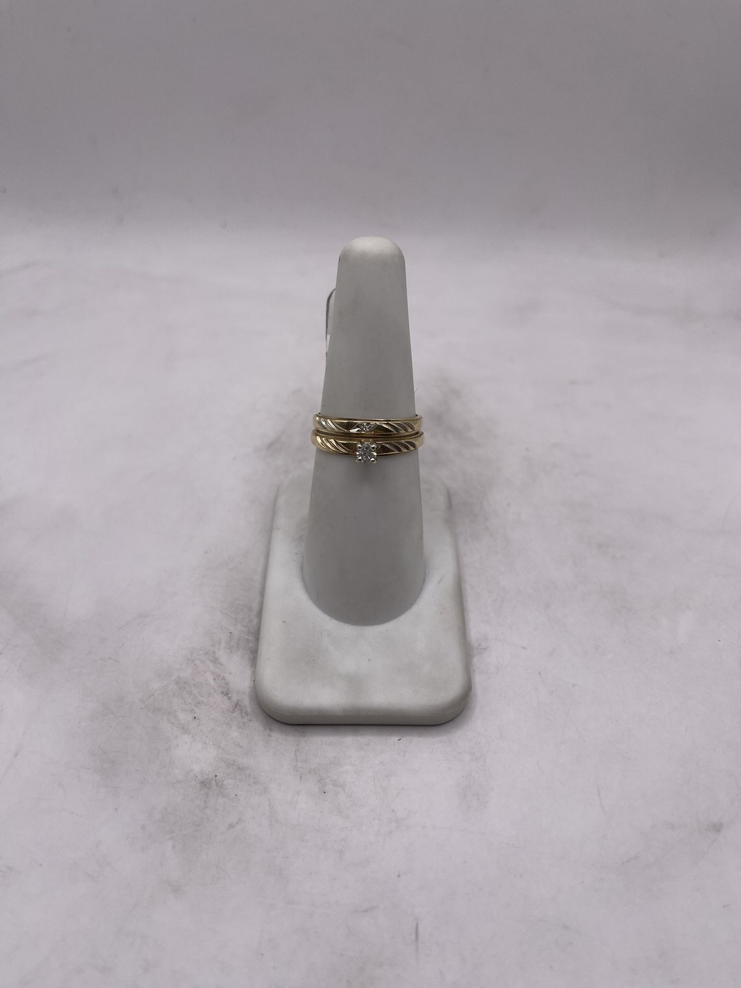 14kt Gold Duo Diamond Engagement Style Ring Set