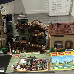 LEGO 10278 Police Station, 21310 Old Fishing Store & 71006 Simpsons House –99% complete with minifis