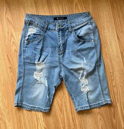 Distressed Ripped Jean Shorts / Denim Shorts (Unisex Size S)