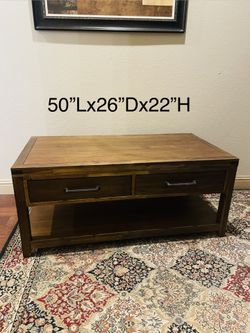 Like New Solid Wooden Coffee Table/ 50”x26”x22”height