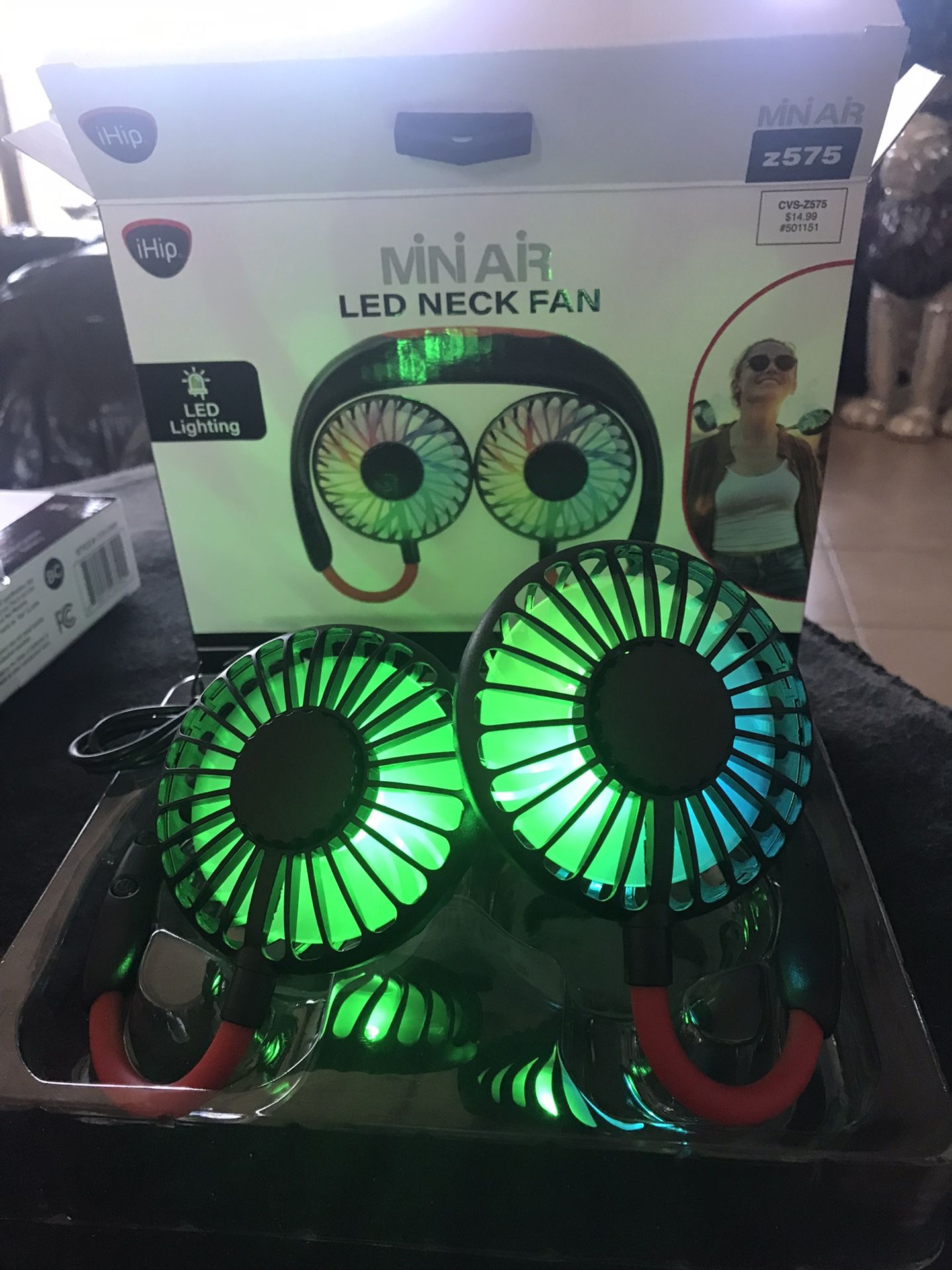 Mini Air Wireless Neck Fans w/earbuds Or Without