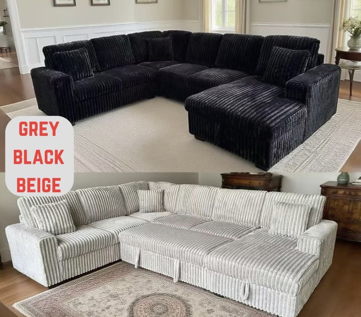 Amazing Corduroy Sleeper Sectional On Sale!! 