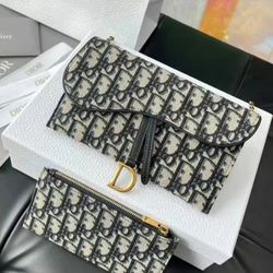DIOR Saddle Collection Oblique Chain Shoulder Strap Inside Strap Card Bag Cowhide Sub Bag Saddle Bag Clutch Shoulder Crossbody Purse