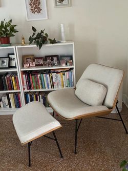 Mid-Century Lounge Chair and Ottoman Set