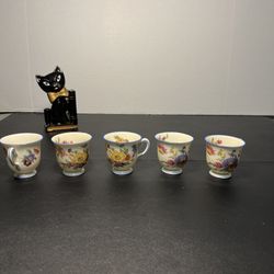 Black Knight Hohenberg Bavaria Vintage 1925 To 1941 5 Buttercup Demitasse Cups