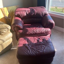 Leather Seat And Ottoman 