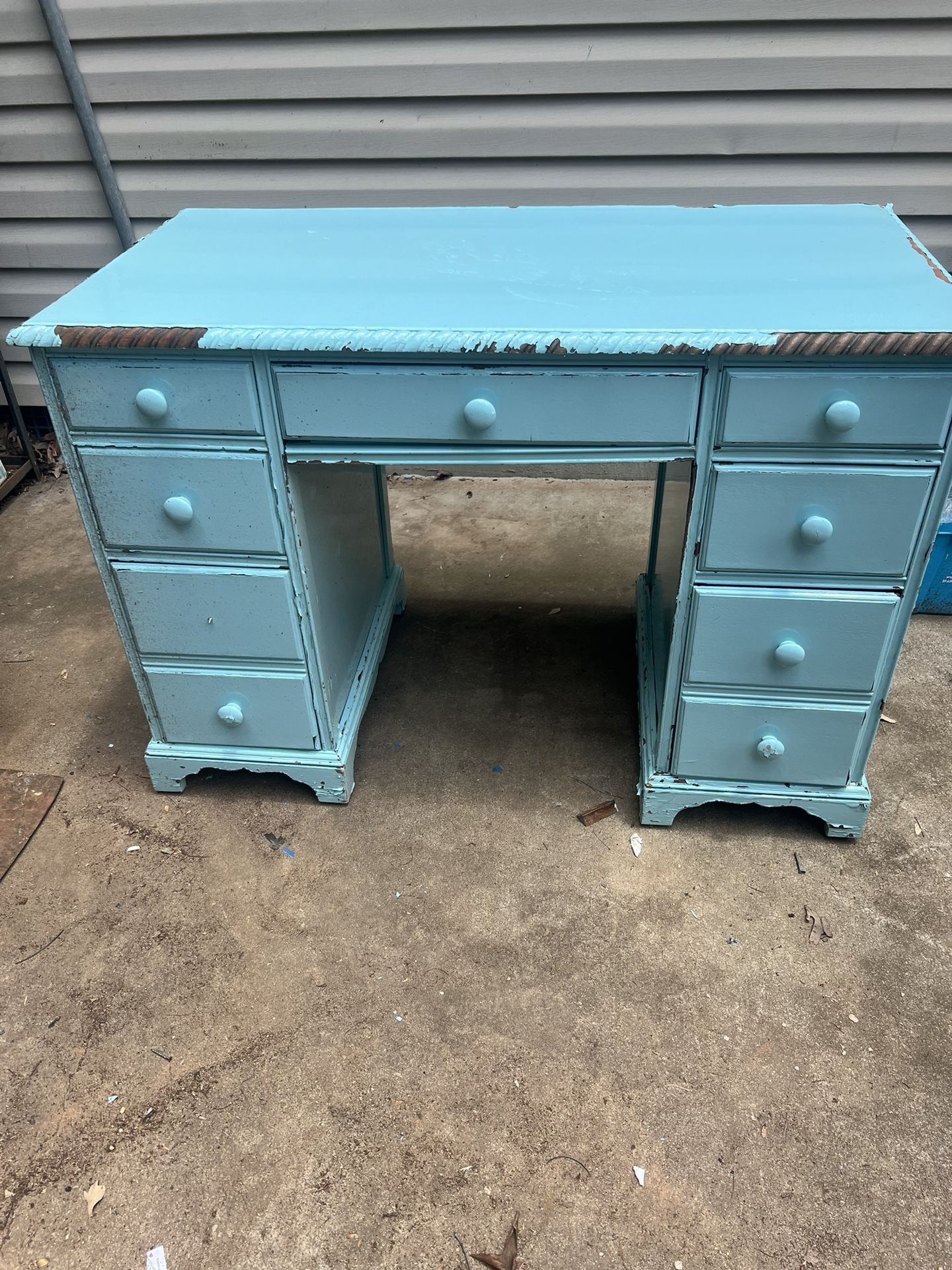 Nice, Solid Wood Desk/ Vanity Needs Paint