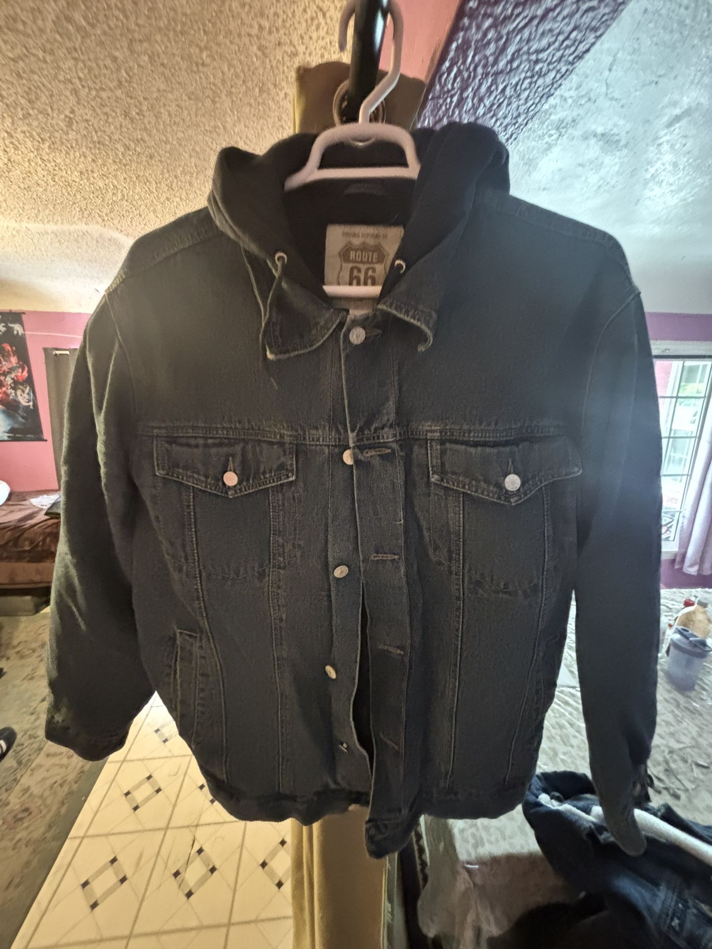 Vintage Denim Hoodied Jacket Route 66 Clothing