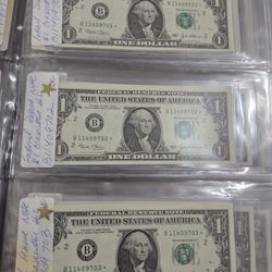 Uncirculated Consecutive $1 Star Note Bills