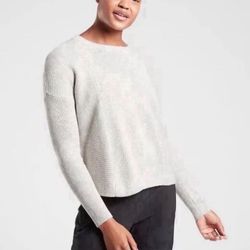 ATHLETA Wool Cashmere Turin Sweater, Size XS, Light Grey Heather
