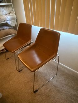 Safavieh Alexis Mid Century Dining Chair-Cigar Brown Pu/Silver (Set of 2)
