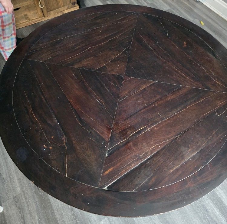 54in Round Wooden Table