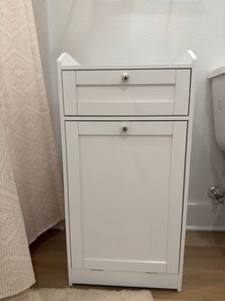 White Bathroom Floor Cabinet with Drawer