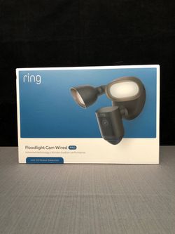 Floodlight Cam Pro Wired Security Camera with 2K Video, Ring Vision, 2 LED Lights, and 3D Motion Detection - Black