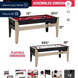 72" 4-in-1 Multi Game, Pool Table, Table Tennis Pong Table, Air Hockey, Basketball, by MD Sports