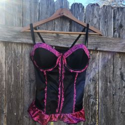 Pinup Rockabilly Black & Pink Corset 