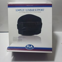 FLA Lo-Plus Lumbar Support w/ Stabilizing Posterior Panel Suppport Sm Black NEW