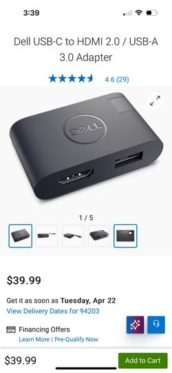 Dell USB-C to HDMI 2.0 / USB-A 3.0 Adapter