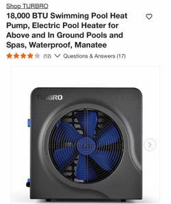 Shop TURBRO 18,000 BTU Swimming Pool Heat Pump, Electric Pool Heater for Above and In Ground Pools and Spas, Waterproof, Manatee