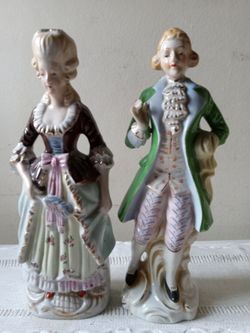 Vintage 1950s Rococo Style Porcelain Figurines