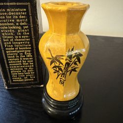 Vintage 1980s Avon Golden Bamboo Vase Moonwind Cologne Perfume Full