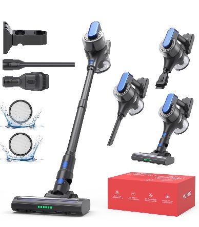 Cordless Vacuum Cleaner, 55 Mins Runtime, Stick Vacuum with Powerful Suction, for Home Hardwood Floor Carpet