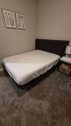 Queen Bed Adjustable Frame with Tufted Upholstered Headboard