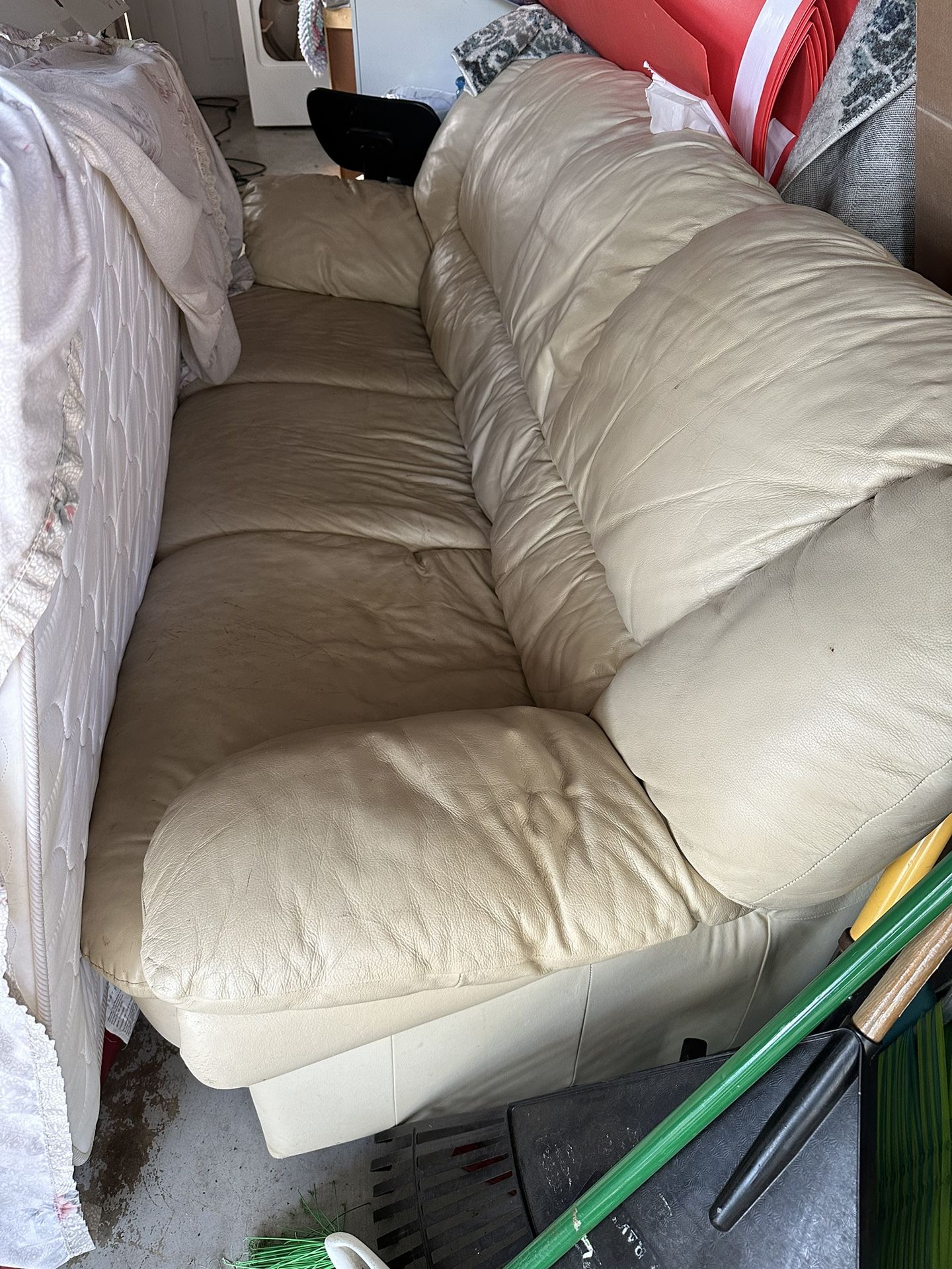 Free Leather Cream Color Couch for Sale in Redington Shores, FL OfferUp
