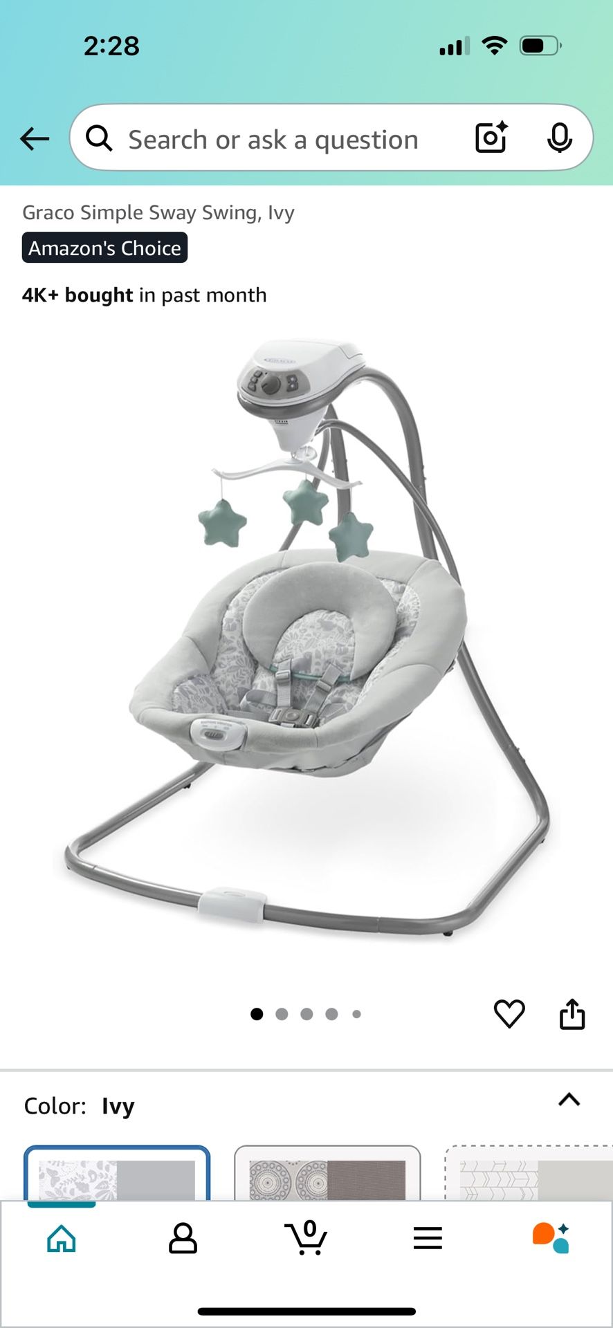 Graco Simple Sway Swing, Ivy