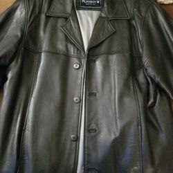 VINTAGE Playboy Leather Coat - SZ. LRG