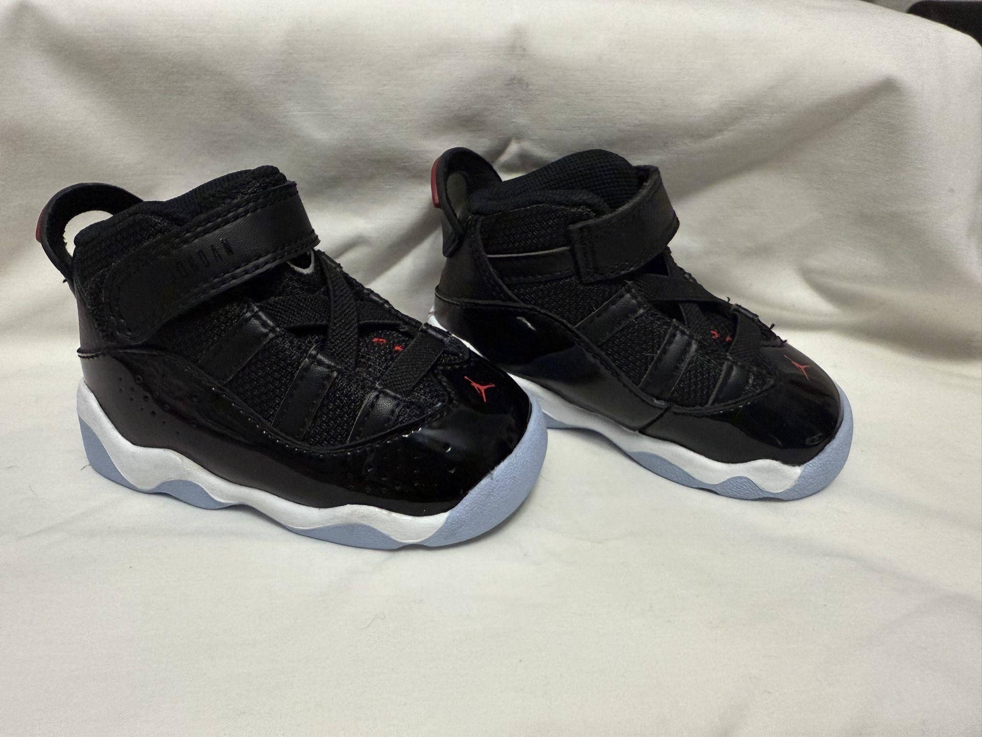 Nike Air Jordan 6 Rings Kids Boy Toddler Size 4c TD 323420-064 Black Red Patent