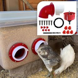DIY Auto Chicken Bird Feeder w/ Waterer Kit For Coop Farm Garden Includes Holesaw Bit
