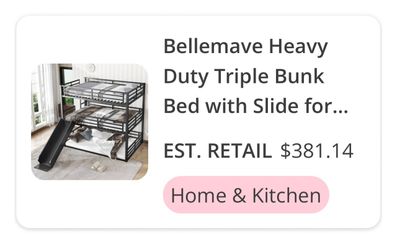 Bellemave Heavy Duty Triple Bunk Bed with Slide