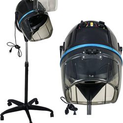 ZENSTYLE 1300W Floor Hair Dryer Rolling Salon Standing Bonnet Black