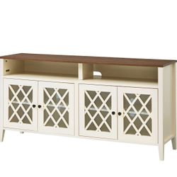 Better Homes & Gardens Trellis TV Stand for TVs up to 65", Ivory/Walnut 