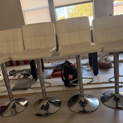 4 White Bar Stools