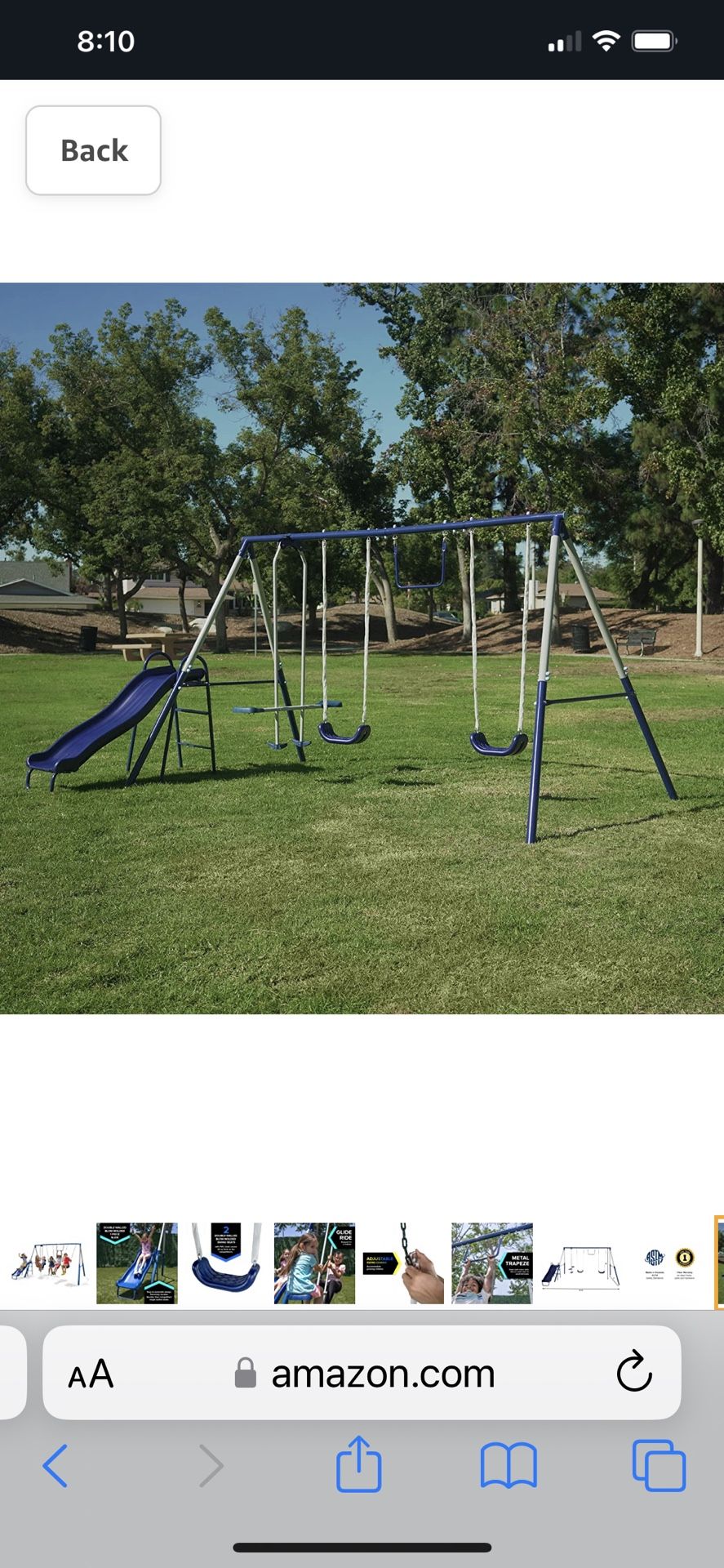 Metal swing set