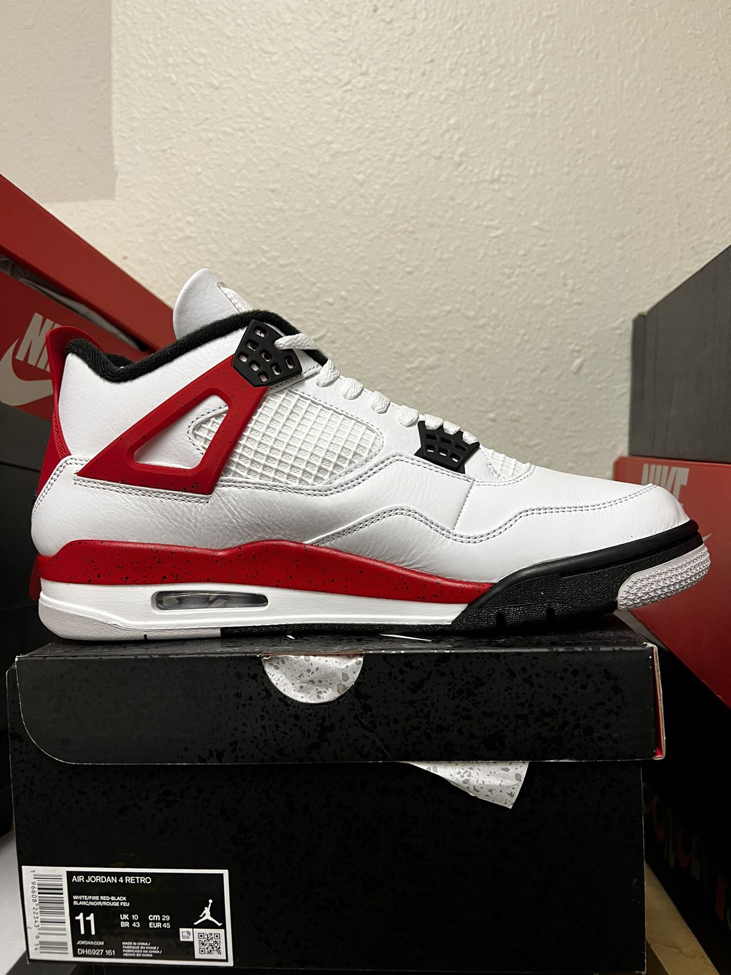 Nike Air Jordan 4 Retro White/Fire Red-Black Size 11 