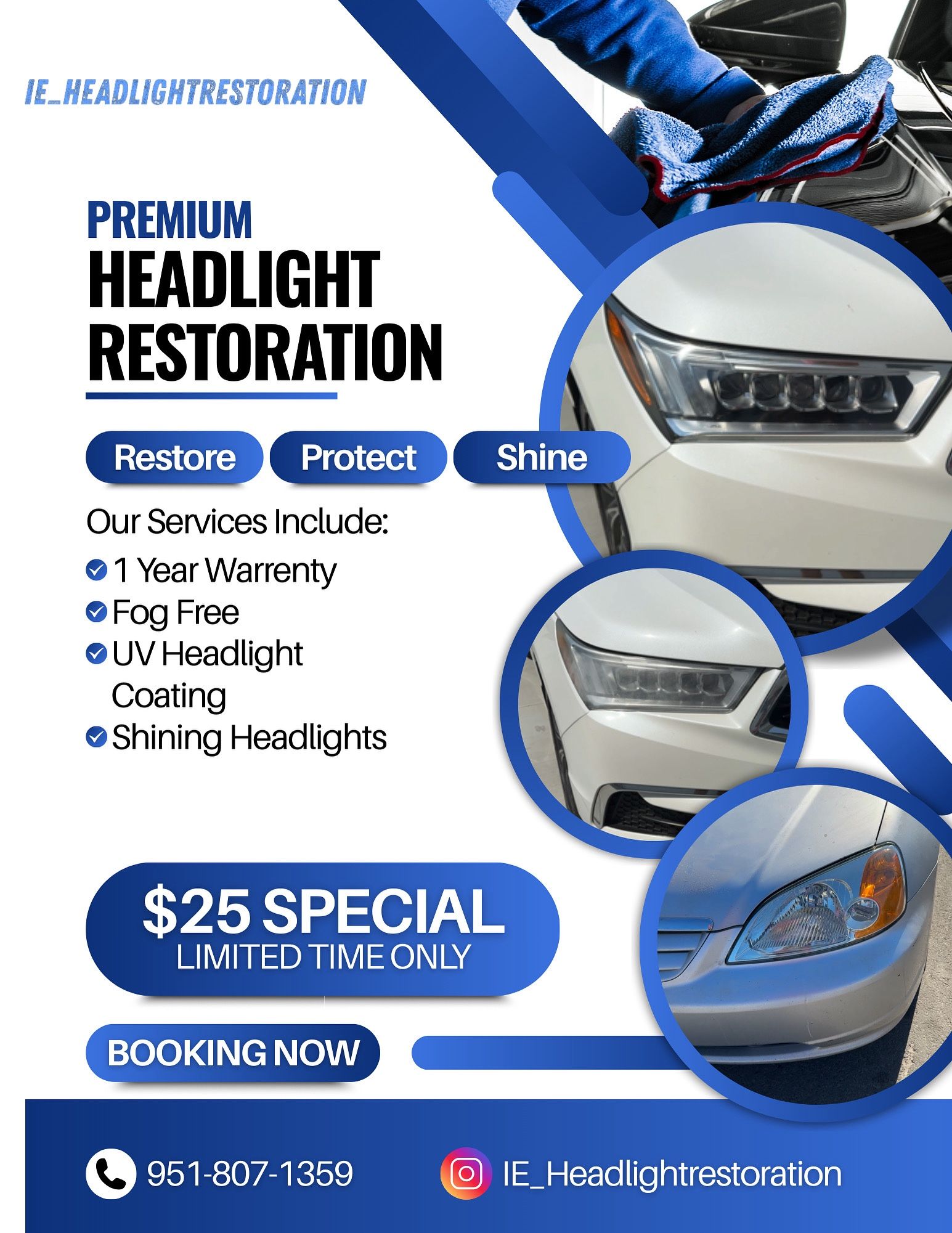 $25 MOBILE CAR HEADLIGHT RESTORATION