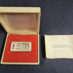 1974 Franklin Mint Christmas Ingot 1000 Grains .999 Silver Bar