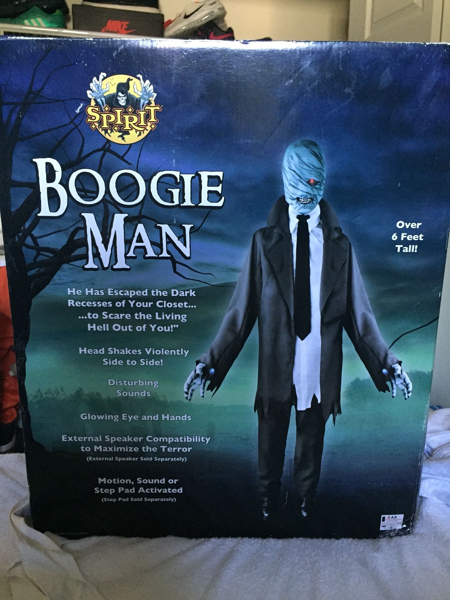 Brand new in box spirit Halloween boogie man life size animatronic prop