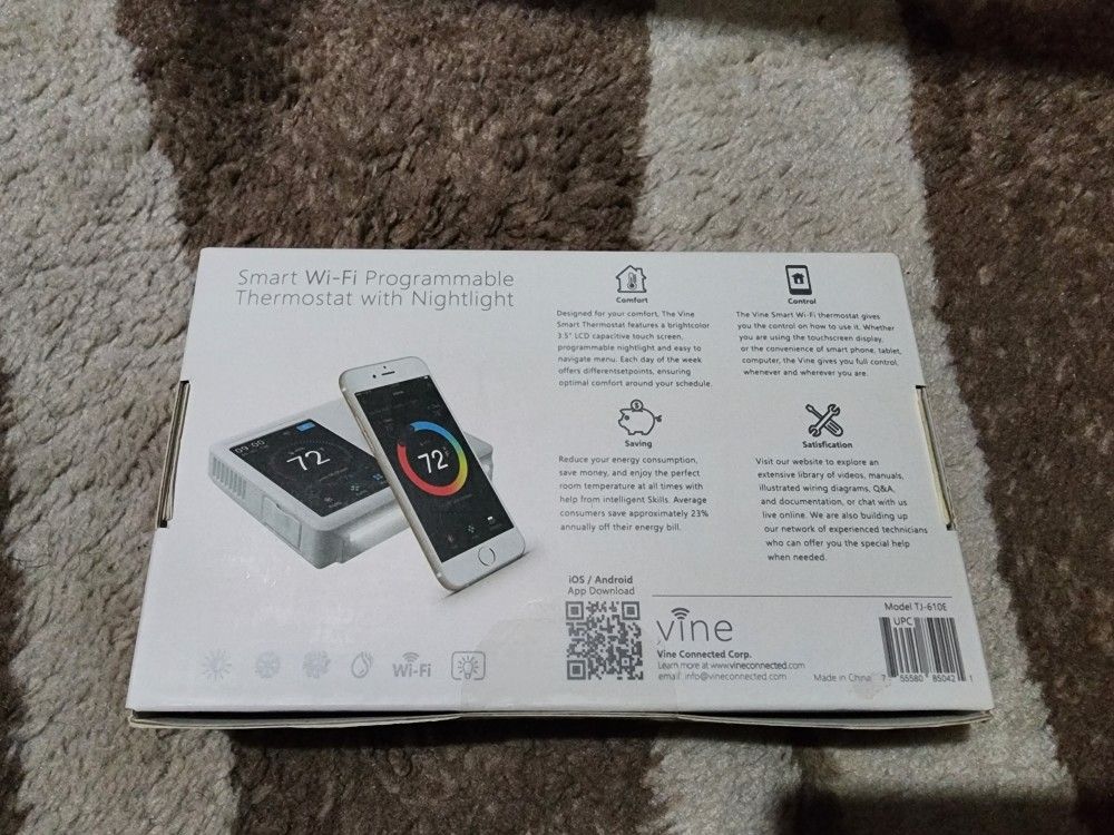 Vine Smart Wifi Thermostat Tj-610E