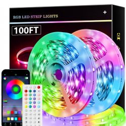 100ft Led Lights for Bedroom, Music Sync Led Strip Lights with 44 Keys Remote and App Control (Not For Car) 2 Rolls Of 50 Ft