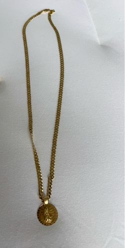 14K Solid Gold Cuban Link Chain + Pendant – 26 Grams