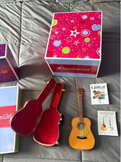 American Girl Doll Acoustic Guitar Set With Case & Books