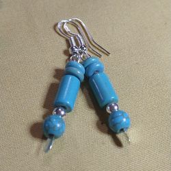 99.9 FINE SILVER/SLEEPING BEAUTY TURQUOISE AND MOJAVE TURQUOISE */* *(NOT LIGHT BLUE)* 2 INCH- EARRINGS