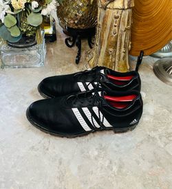 Men’s Adidas Adipure Flex Spikes Black Leather Golf Shoes F33451 Size 9.5US