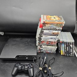 Sony PlayStation 3 Slim PS3 Console Bundle 29 Games ONE Controller Firmware 4.76